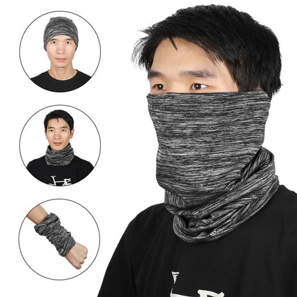 1295Cagoule Invernale Sciarpa Collo Polare Calda Elastico Nero/Grigio