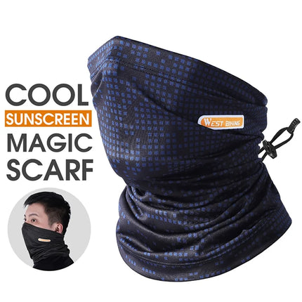 81Sciarpa da collo in seta di ghiaccio elastica, protezione UV Nero/Blu