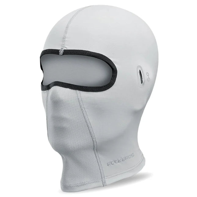 1493Cagoule balaclava de cyclisme gris clair avec ouverture pour lunettes