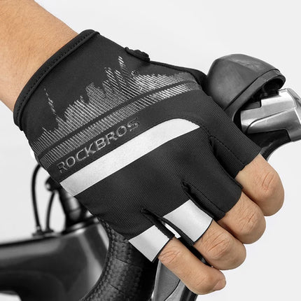 1576Par de guantes de ciclismo de medio dedo con bandas reflectantes