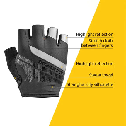 1840 Par de guantes de ciclismo de medio dedo con bandas reflectantes