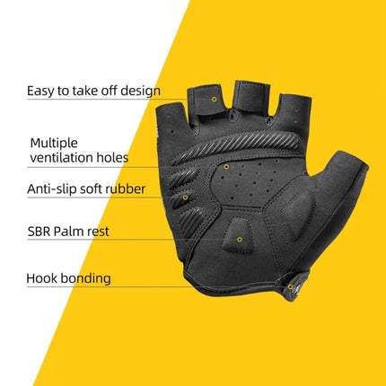 1840 Par de guantes de ciclismo de medio dedo con bandas reflectantes