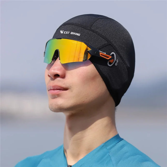 1624 Summer Bonnet in Iced Silk UV Protection Hood Black/Orange