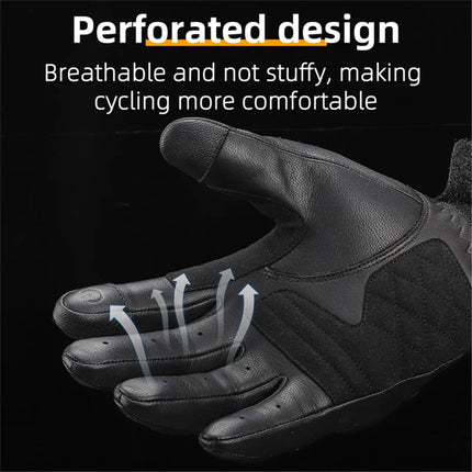 16 Guantes táctiles de dedos completos en cuero de cabra