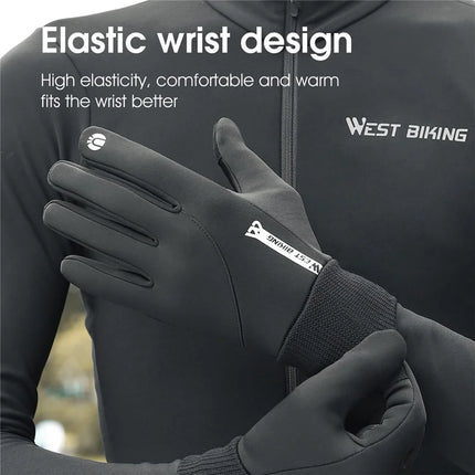 1232Gants de cyclisme tactiles coupe-vent en polaire, chauds, paume complète