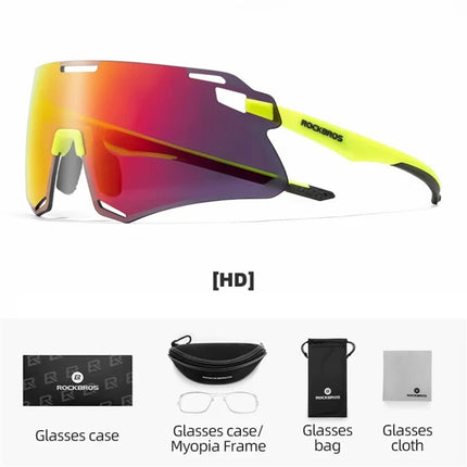 416 Occhiali da ciclismo leggeri - Giallo fluorescente + lente HD rossa