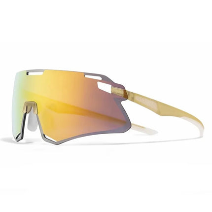 1799Gafas de ciclismo ligeras protección exterior - Fauve transparente + lente HD oro