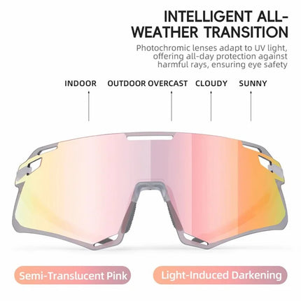 1799Gafas de ciclismo ligeras protección exterior - Fauve transparente + lente HD oro