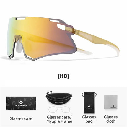 1799Gafas de ciclismo ligeras protección exterior - Fauve transparente + lente HD oro
