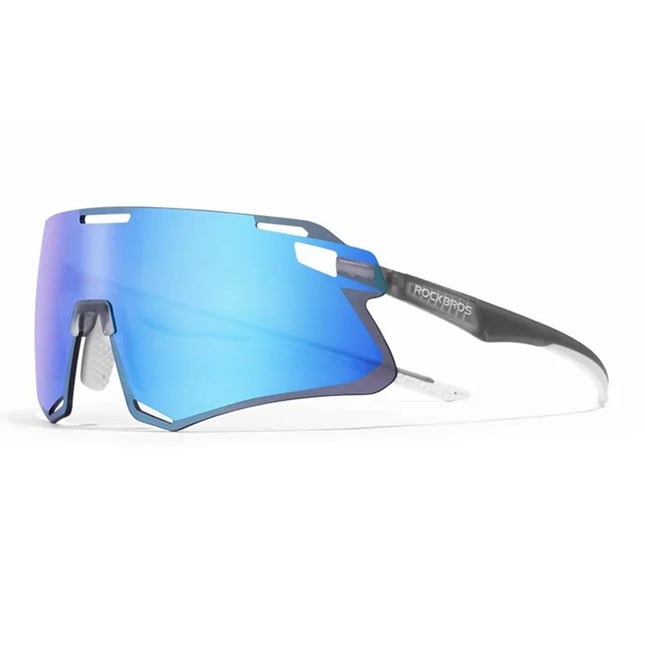 1345Lunettes de cyclisme légères- Gris transparent + lentille HD bleu glacier