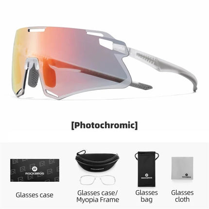 1435Gafas de ciclismo ligeras - Transparente + lente fotocromática roja