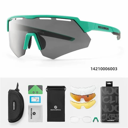 Gafas de ciclismo a prueba de viento con protección y 4 lentes