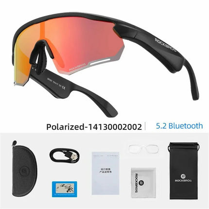 2039 Bluetooth Sports Sunglasses Red Polarized Lenses