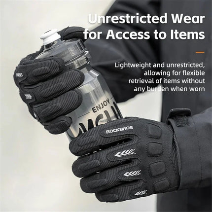 22 Full Finger Touchscreen Gloves - White+Brown
