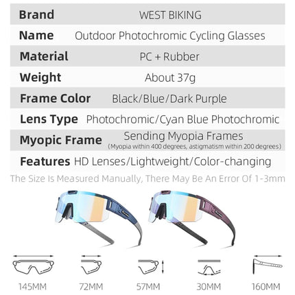 1043Lunettes de cyclisme d&amp;#39;extérieur photochromiques UV400 - Violet foncé