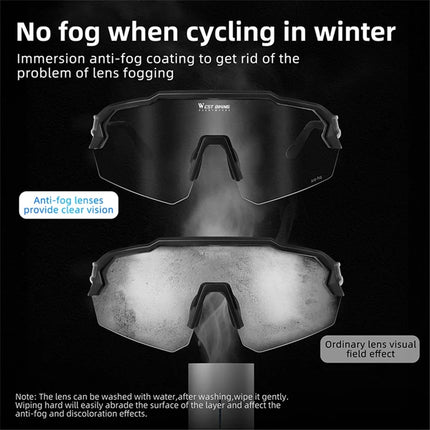 646 Anti-fog Cycling Glasses with TR90 Frame Photochromic UV400 - Black