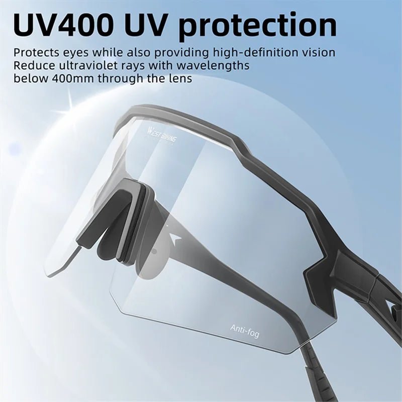 fahrradbrille mit scheibenwischer Fahrradbrille mit TR90-Rahmen, selbsttönend, UV400, beschlagfrei – INFOYLOG