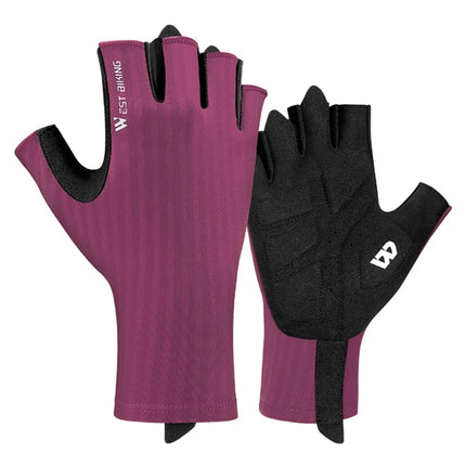 1524 Unisex-Antirutsch-Handschuhe, atmungsaktiv, halbe Finger - Violett
