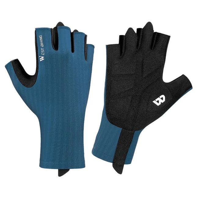 418 Unisex Non-slip Gloves, Breathable, Half-finger - Blue