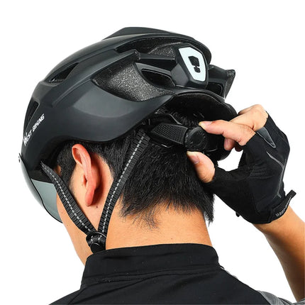 1012Casque de sécurité pour le cyclisme en plein air visière avec lunettes - Noir