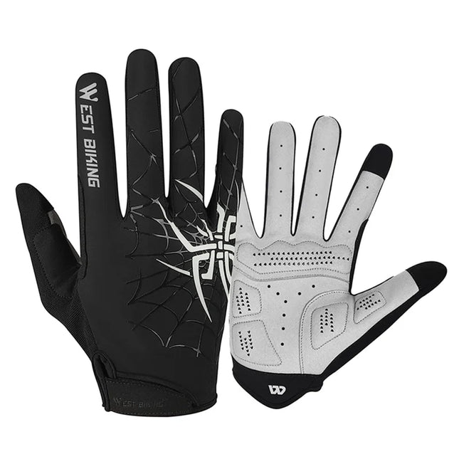 1621 Spider web fabric gloves, touch screen, full fingers - Black+White