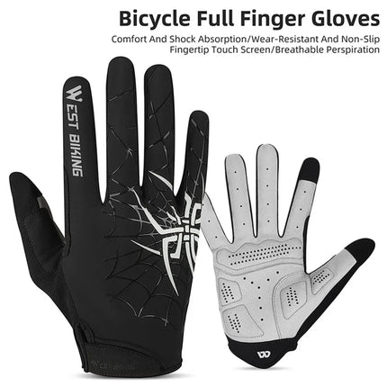 1621 Spider web fabric gloves, touch screen, full fingers - Black+White