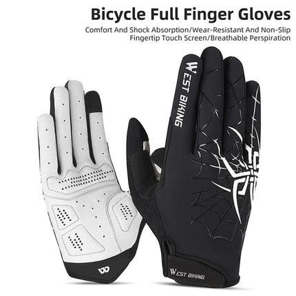 1621 Spider web fabric gloves, touch screen, full fingers - Black+White