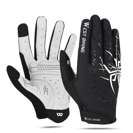 1621 Spider web fabric gloves, touch screen, full fingers - Black+White