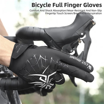 1621 Spider web fabric gloves, touch screen, full fingers - Black+White