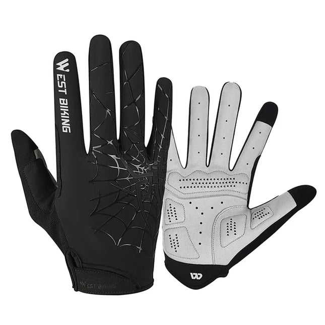 1652 Spider web fabric gloves, touch screen, full fingers - Black