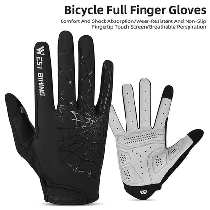 1652 Spider web fabric gloves, touch screen, full fingers - Black