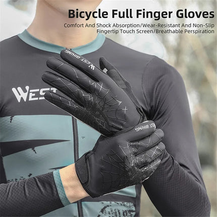 1652 Spider web fabric gloves, touch screen, full fingers - Black