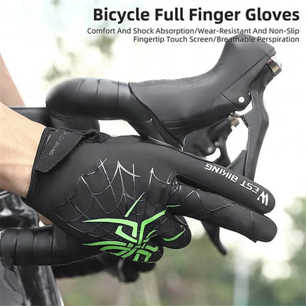 1652 Spider web fabric gloves, touch screen, full fingers - Black
