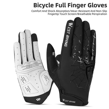 484 Spider web fabric gloves, touchscreen, full fingers - Black