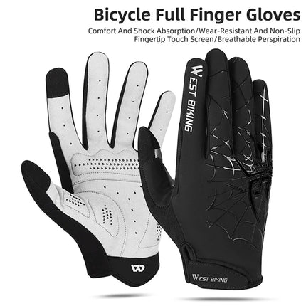 484 Spider web fabric gloves, touchscreen, full fingers - Black