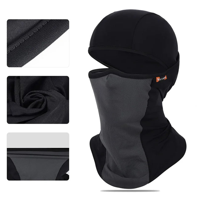 1829Cachecou Maschera Solare Seta Ghiacciata Protezione Totale Estate Nero