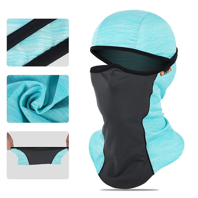 425Cachecou Maschera Solare Seta Ghiacciata Protezione Totale Estate Blu
