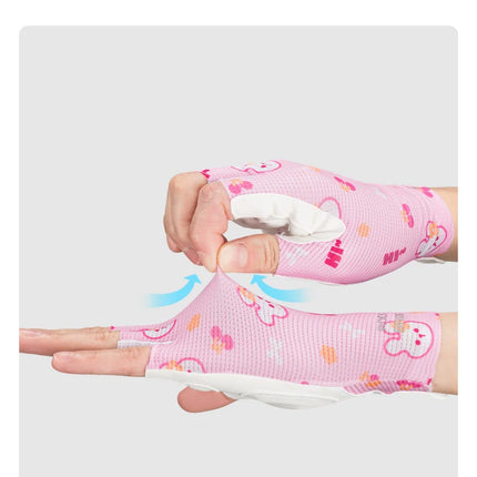 Guantes de ciclismo para niños con diseño de dibujos animados, transpirables, de medio dedo