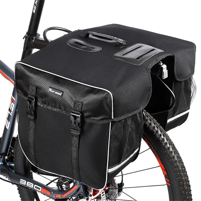 1483Sacoche de coffre de vélo 30L arrière double face étanche pour porte-bagages
