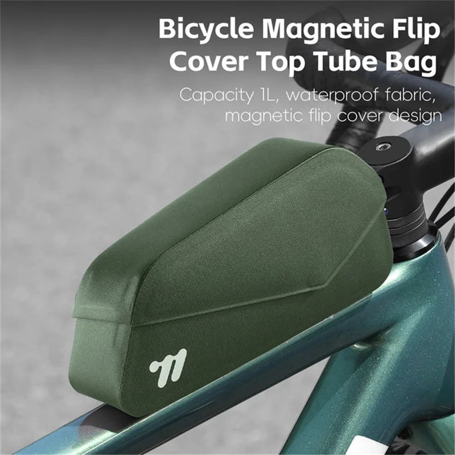 579 Magnetic flap top tube bike bag - Olive green