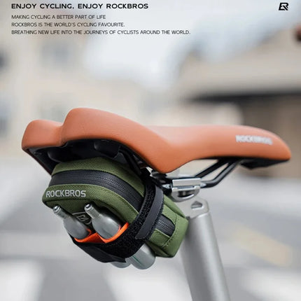 1607 Bicycle saddle bag, lightweight 0.35L multifunctional bike bag - Army green