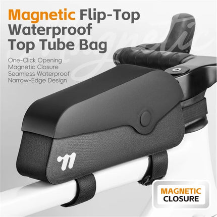 Waterdichte frametas voor mountainbike met magnetische klep