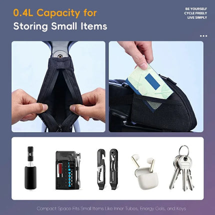 Borsa da telaio per bici con accesso rapido e fasce di fissaggio
