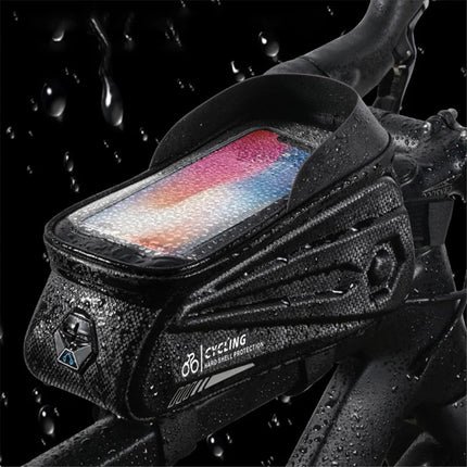 1730Bolsa de bicicleta impermeable para teléfono con pantalla táctil de 7,0 pulgadas - Negro