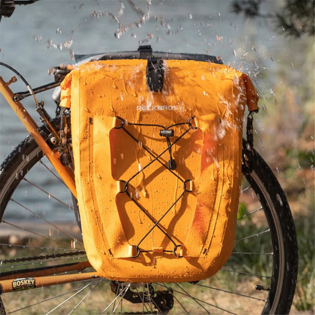 753Borsa impermeabile pieghevole per bici per portapacchi posteriore - Arancione