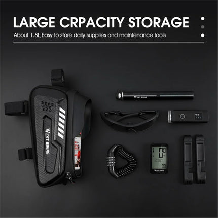 968 Upper tube frame bag for bike, waterproof touch for MTB