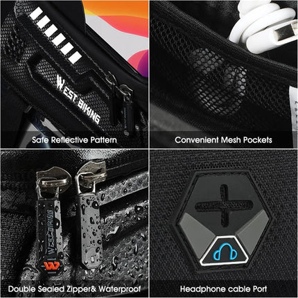 968 Upper tube frame bag for bike, waterproof touch for MTB