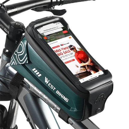 1022Sacoche de tube supérieur de vélo 2,5L support de téléphone    - Vert noirâtre