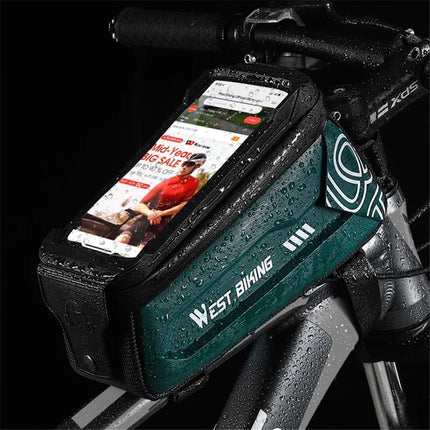 1022Sacoche de tube supérieur de vélo 2,5L support de téléphone    - Vert noirâtre