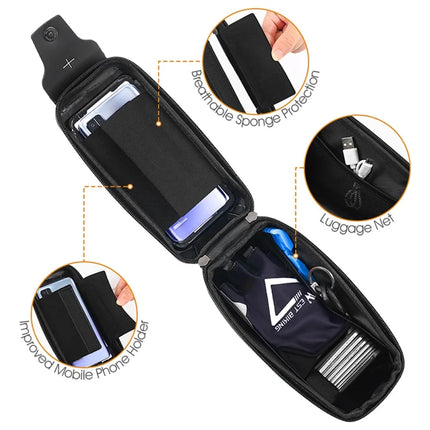 1022Sacoche de tube supérieur de vélo 2,5L support de téléphone    - Vert noirâtre